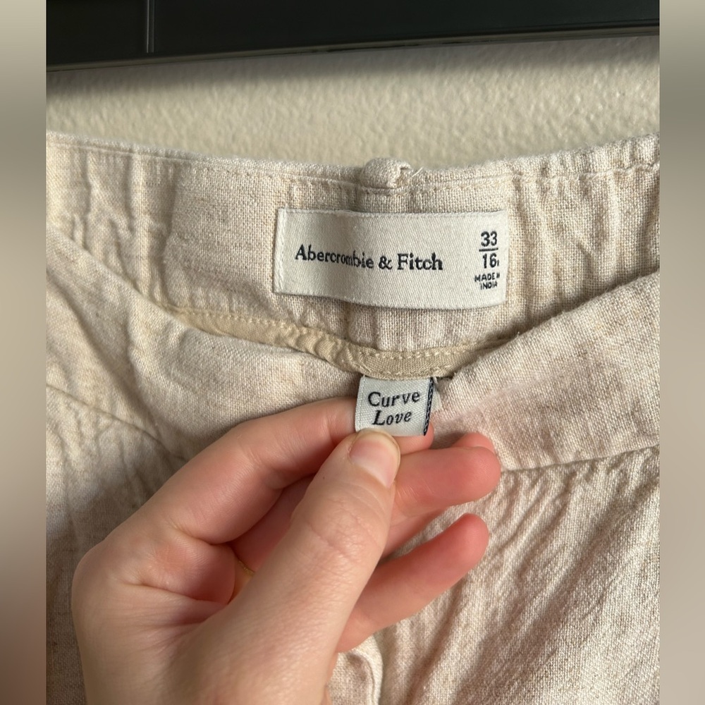 Abercrombie & Fitch Curve Love Tailored Linen-Blend Wide Leg Pant Size 33 / 16 - Picture 10 of 13